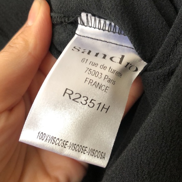 SANDRO BLACK DRESS SIZE 1 - LIKE NEW! Gold zipper details & puff shoulder detail - Picture 13 of 13